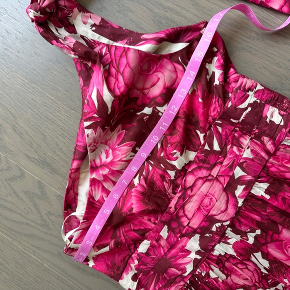 Cara Cara Mattera Floral One Shoulder Maxi Dress Pink Enchanted Tie Sz 4 w/ tags - Picture 10 of 11
